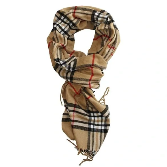 Burberry *like Plaid Fringe Scarf - very soft - cashmere like. - Picture 4 of 5